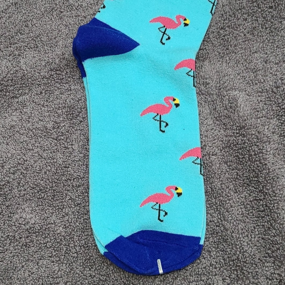 Pink flamingos! Blue toe socks - Picture 8 of 16